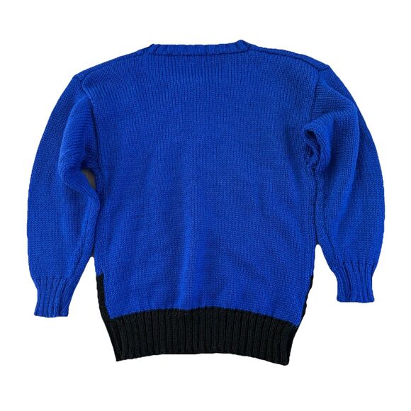 Pinwheels Womens Vintage Holiday Sweater Crew Neck Size Medium Blue Santa Vtg - Picture 2 of 9